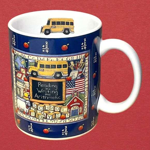 Lang and Wise Susan Winget Ceramic Coffee Cup Mug School Days Flag Vintage 1996 - Picture 3 of 16
